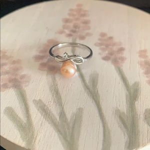 Peach Pearl Infinity Ring